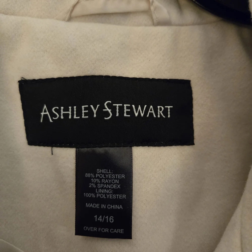 Womens Cream Pea Coat Ashley Stewart Coat Size 14/16 Casual Dress Classic Soft - Picture 2 of 13